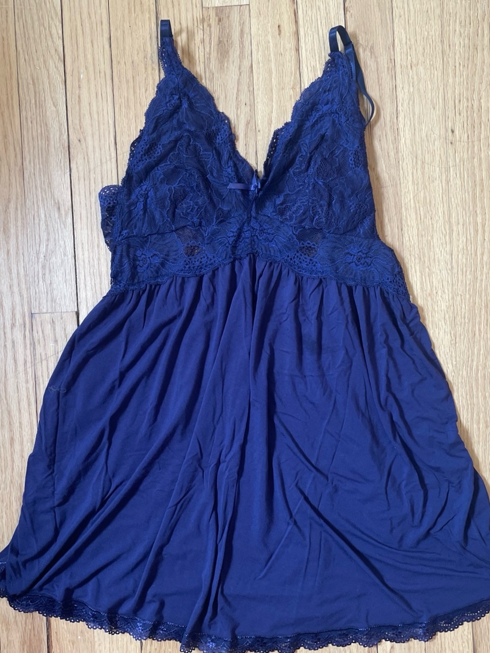Women's Lace-Trim Navy Chemise Sleepwear